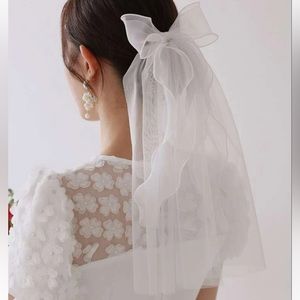 Bridal Veil Bow Hair Clip
